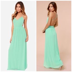 Lulus Rooftop Garden Backless Mint Maxi Dress